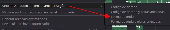 sincronizar audio en davinci resolve