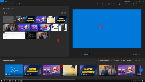 interfaz de movie maker