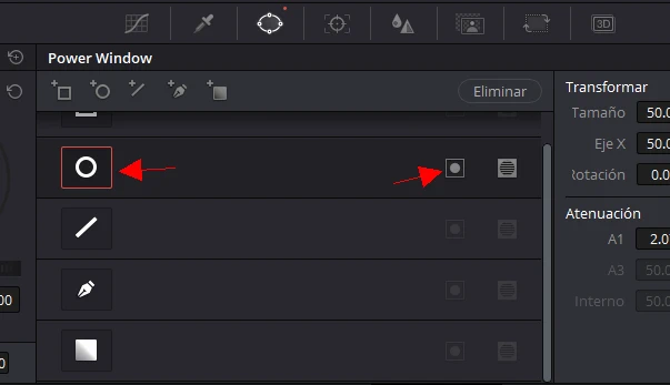 power window en davinci resolve