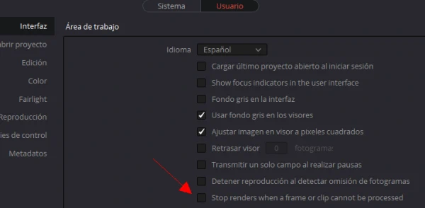 cómo evitar que se detengan los renders en davinci resolve