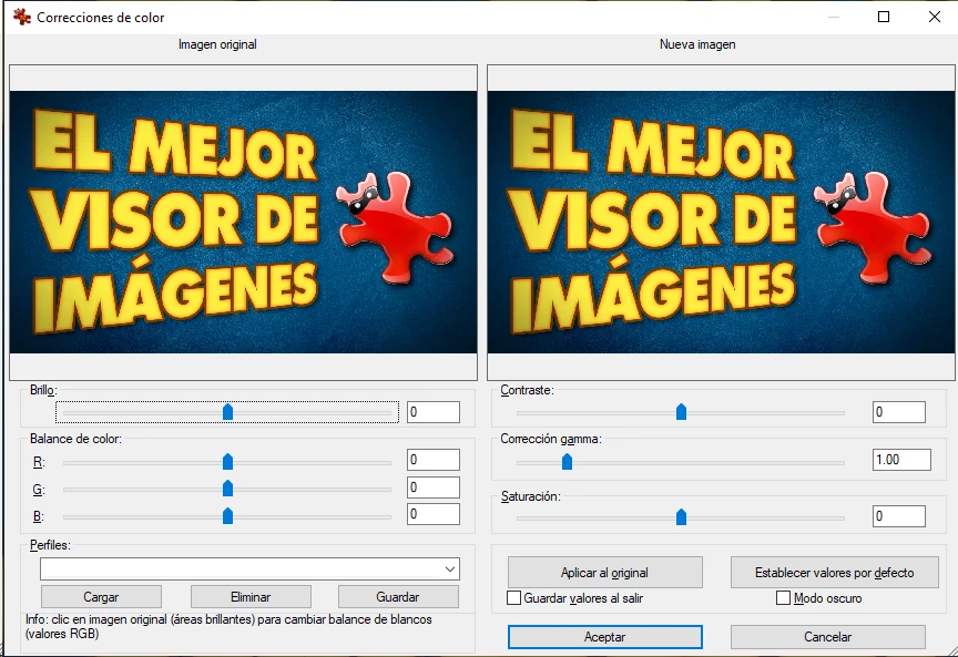 correcciones en irfanview