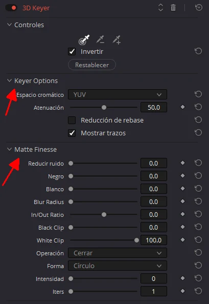 Controles de 3d Keyer