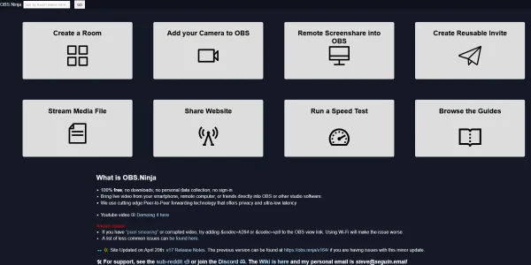 Opciones de uso de OBS Ninja