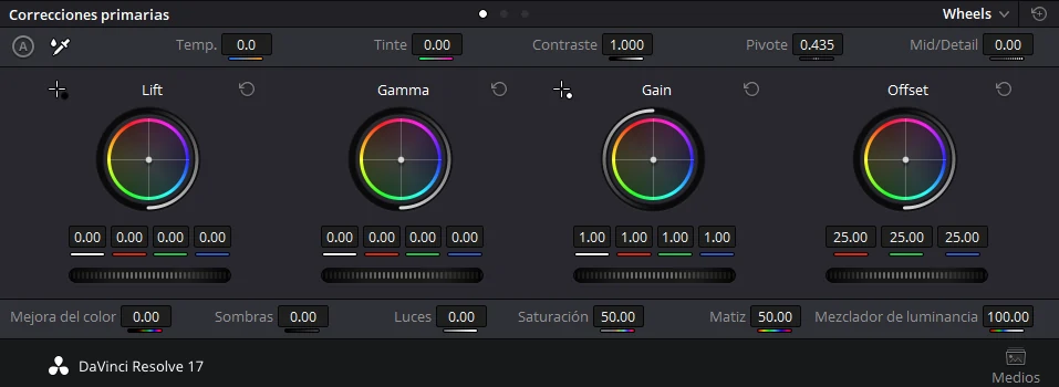 correcciones primarias en davinci resolve