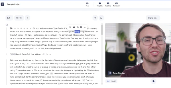Editor de vídeo online Type Studio