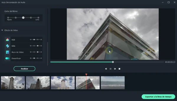 Auto sincronización de audio en Filmora