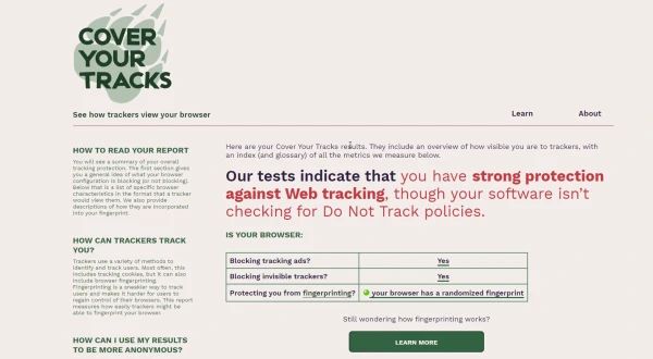 prueba de privacidad para navegadores web