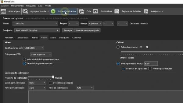 La mejor configuración en Handbrake para subir vídeo a la web
