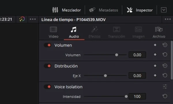 Aislamiento de voz en davinci resolve 18.1