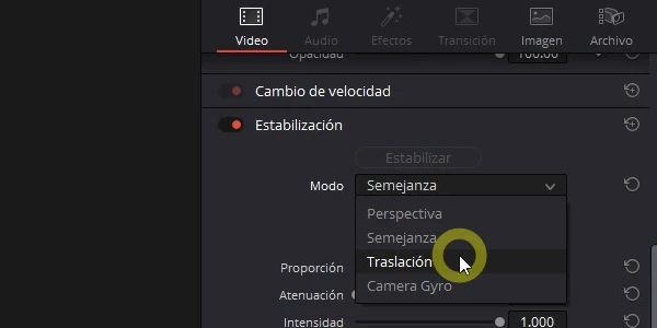 estabilizacion en edición