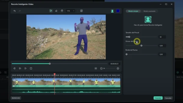 Herramienta Recorte Inteligente en filmora 12