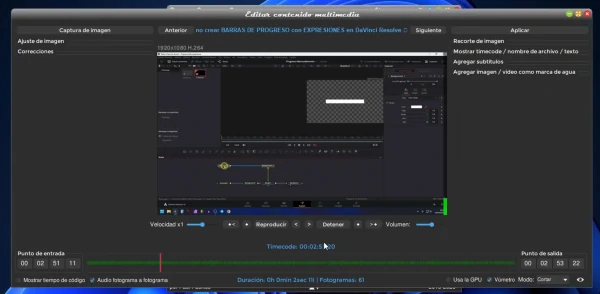Editor de contenido en Shutter Encoder
