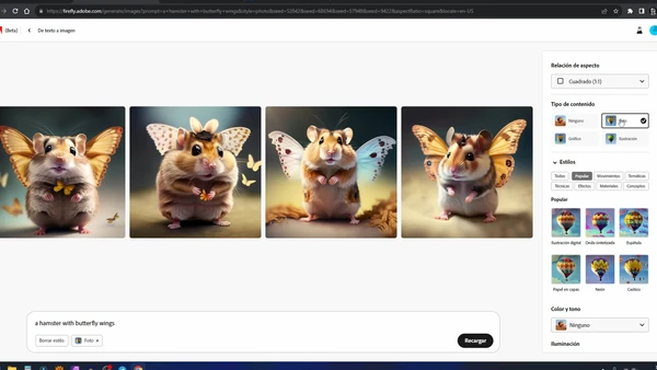 Texto a imagen de Firefly, IA de Adobe