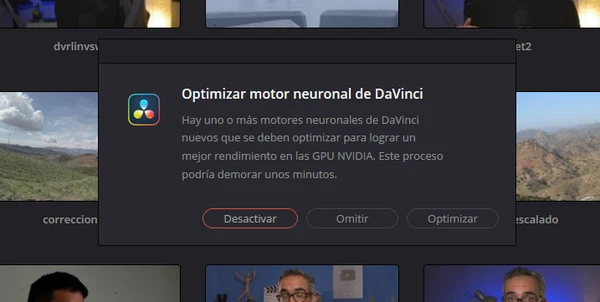 Optimización del motor neuronal en DaVinci Resolve