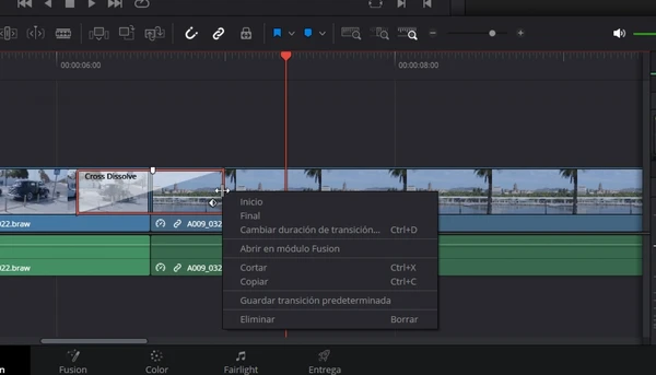 Guardar transición predeterminada