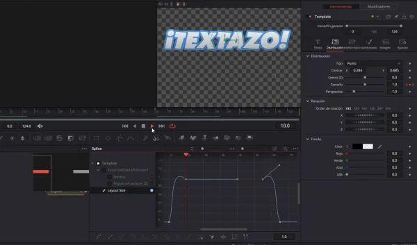 El spline de Tamaño lo puedes dejar así