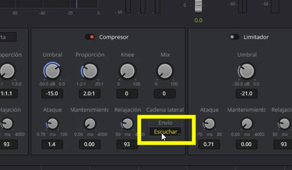 Activa Escuchar para atenuar el audio en esta pista