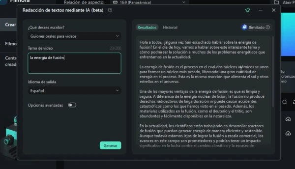 Copywriting en Filmora