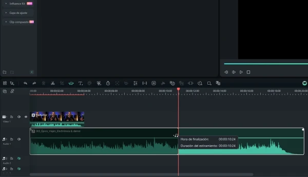 Extensión de audio en Filmora