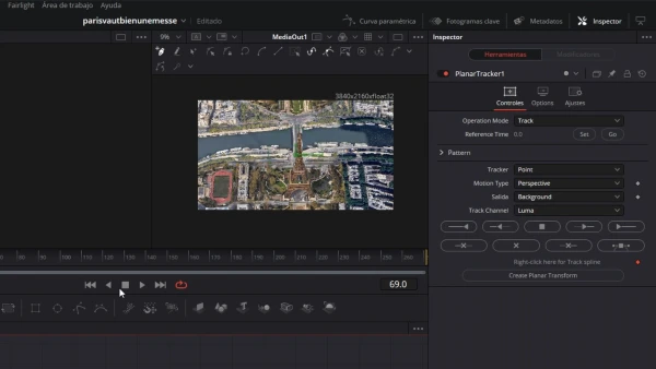 Planar Tracker en DaVinci Resolve
