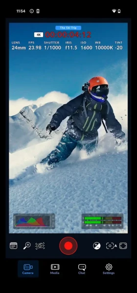 Interfaz en vertical de la Blackmagic Camera App