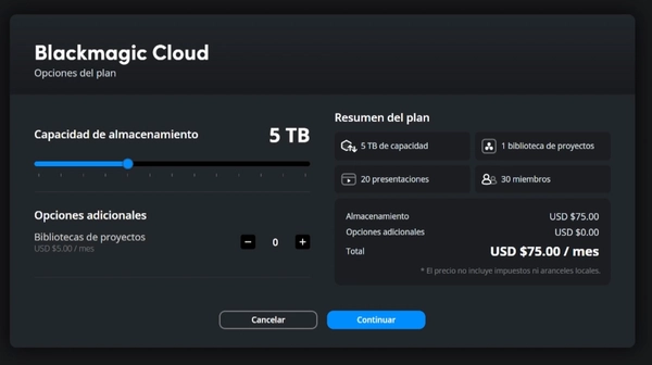 Planes de Blackmagic Cloud